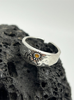 太阳雪山男女合金个性潮戒指指环