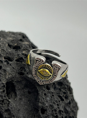 怀旧眼睛男女合金戒指指环嘻哈潮