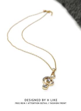 金色音符吊坠项链小众设计个性女