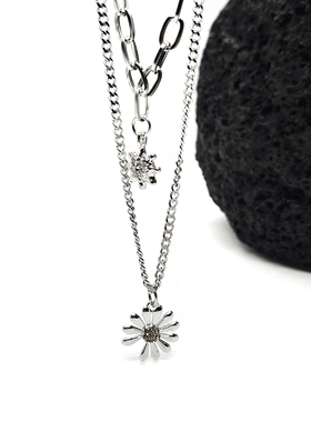 星朋克小雏菊双层锁骨链女毛衣链