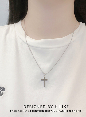 简约十字架项链吊坠饰品情侣钛钢