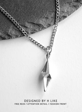 个性菱形钛钢蛇骨链男女项链吊坠
