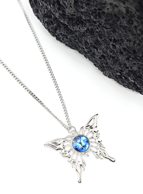 蝴蝶蓝宝石钛钢轻奢锁骨链女款新