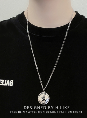 硬币转运项链吊坠钛钢情侣圆牌潮