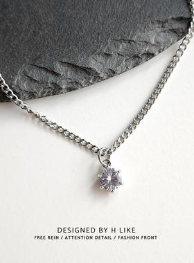 Hlike爆闪锆石轻奢小众项链蛇骨