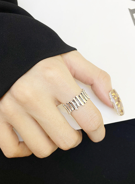 韩风不规则镀银开口可调节戒指