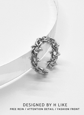 六芒星花环设计开口戒指调节时尚