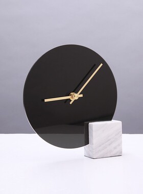 样板间书房书架柜创o意装饰摆设书桌小摆件床头柜时钟轻奢极简摆