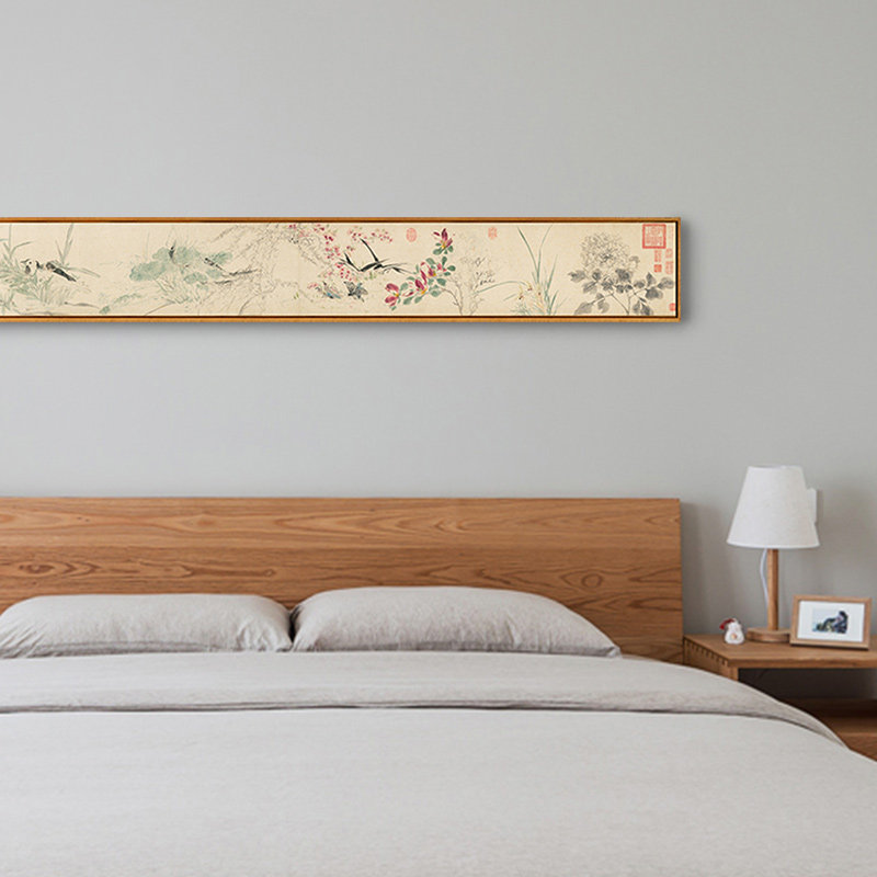 陈栝 写生游戏图 新中式卧室床头装饰画沙发背景墙横版中国风挂画