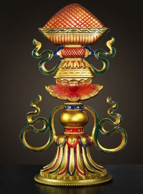 八瑞摆件铜制彩绘家用工艺用具办公玄关用品桌面摆件 7.5寸