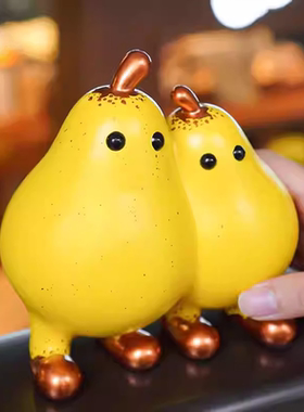 张超级《两梨同心》摆件创意雕塑可爱桌面摆件家居装饰情侣礼物