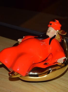 构得x庞飞小众礼品潮流艺术品桌面摆件招好运发财摇摆小财神 躺赚