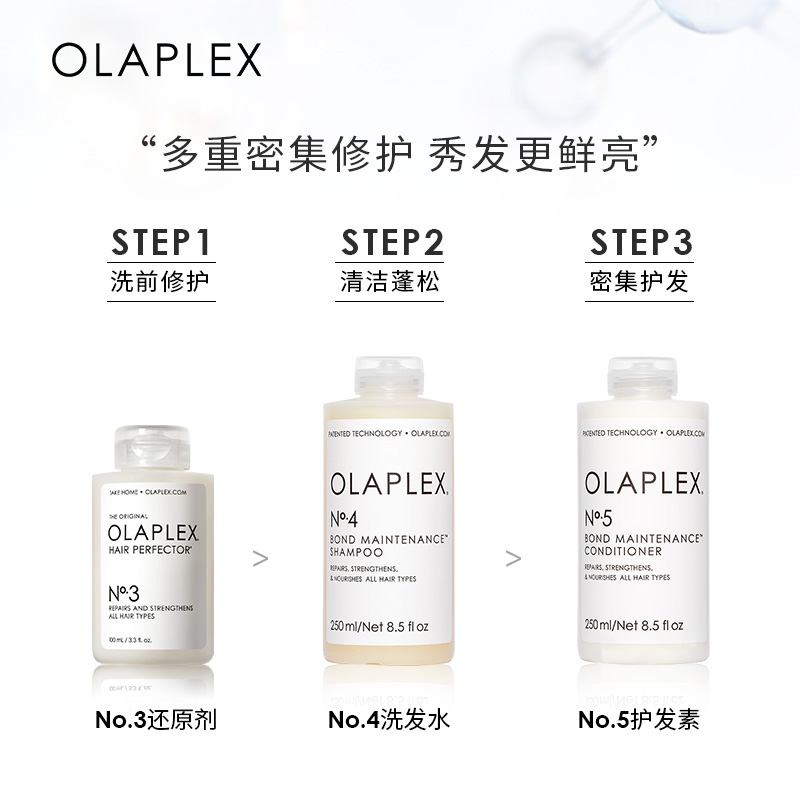 OLAPLEX欧拉裴3号结构还原剂洗前修复发膜烫染受损二硫键头发护理-图1