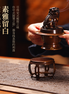 苏工点金狮熏铜仿古盘香炉