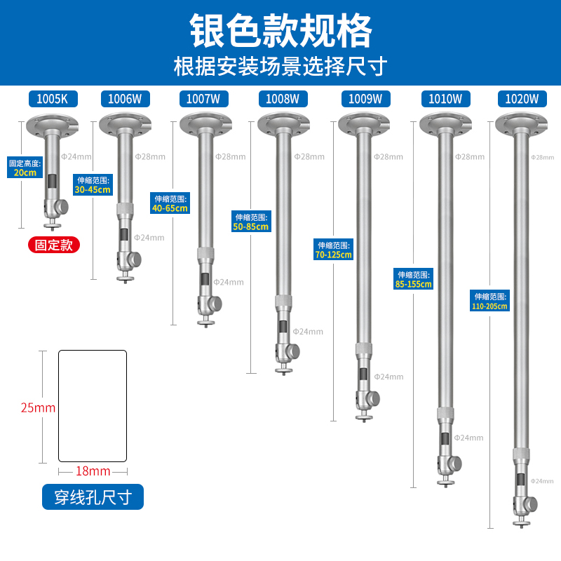 投影仪支架吊装壁挂适用极米坚果小米明当贝伸缩加长万向云台6mm