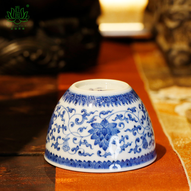 安持青花点工缠枝莲缸杯功夫茶杯主人杯手绘景德镇陶瓷茶具 - 图3