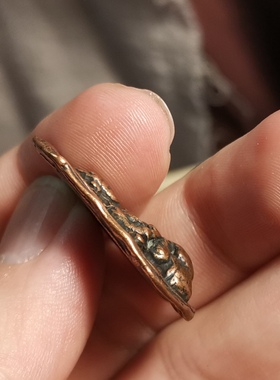 藏式文玩紫铜手工黄财神吊坠挂件测挂男女款古玩藏饰风格结缘一尊