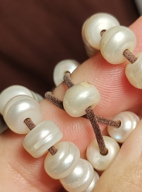 藏式文玩老珍珠佛珠108颗念珠锁骨链手链素珠款礼品每条略有不同