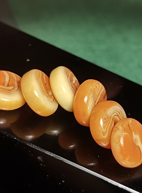 西藏文玩10mm花蜡黄色料器树脂隔片配饰配件百搭手链手串饰品佩珠