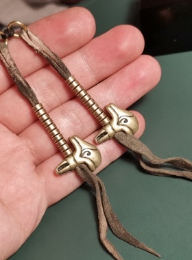 藏式文玩计子4.2mm手工款黄利马铜计数器挂件测挂计头开山斧头杵