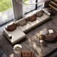 Leather sofa large apartment North American black walnut corner
