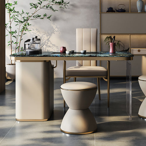 诚骏轻奢风大理石茶桌家用小茶台一体烧水壶亚克力阳台茶桌椅组合 - 图2