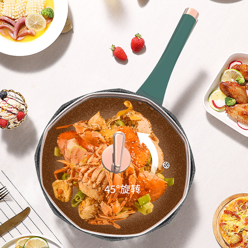 麦饭石不粘锅家用八角不沾电磁炉 安利那炒锅