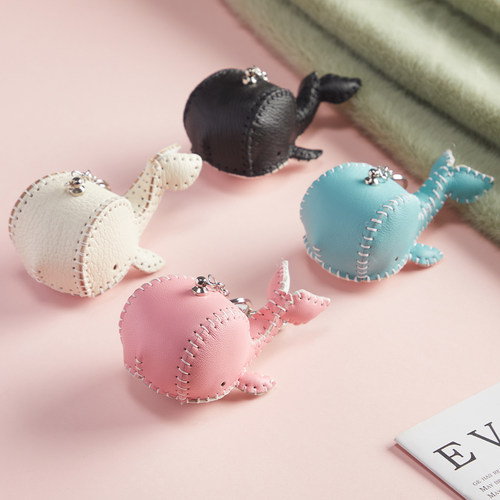 裁鱼手工礼物diy材料包真皮自制可爱鲸鱼挂件钥匙扣背包挂饰团建 - 图0