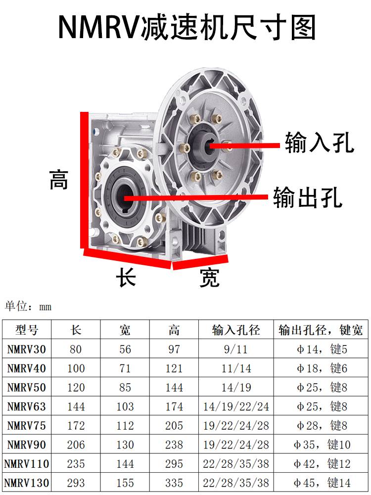 新品nmrv蜗轮减速机带电机三相380v涡轮蜗杆rv405063直角减速器一 - 图1