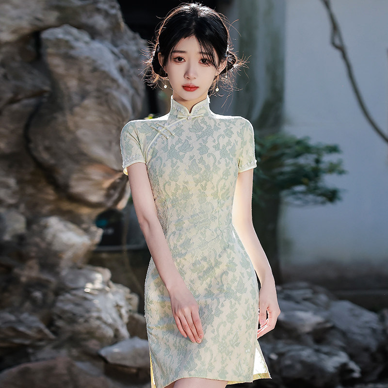 旗袍夏款年轻款少女小个子连衣裙 闺小蜜旗袍