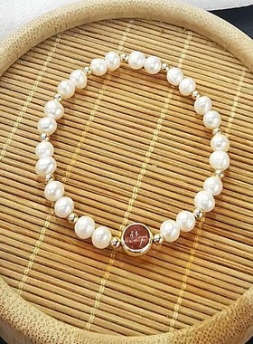 轻奢红色爱心吊坠百搭淡水珍珠