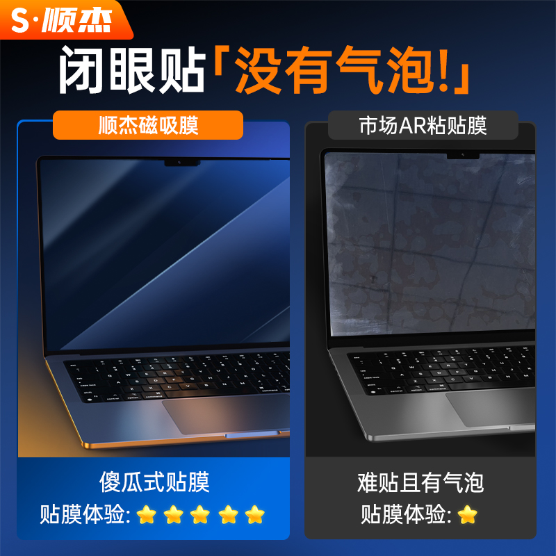 【不伤涂层】适用苹果macbookpro屏幕磁吸膜mac2023m2笔记本macbookairm2电脑macpro14M1保护16air13贴15寸M3-图1