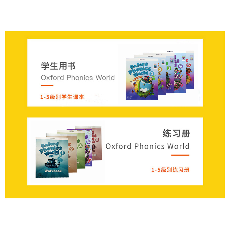 新版Oxford Phonics World 1 2 3 4 5级牛津拼读OPW英文原版1-5级别主课本+练习册全套自然拼读课程青少儿英语phonics课本套装-图1