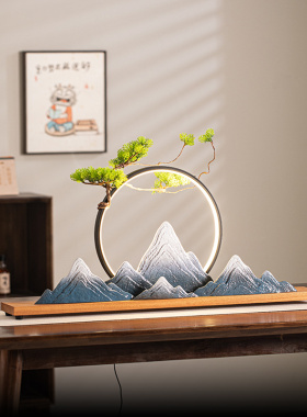 新中式禅意陶瓷假山装饰品摆件