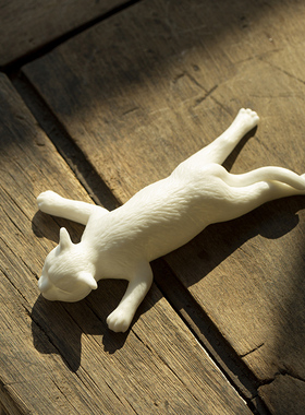 晟初手工艺品可爱风小猫德化白瓷