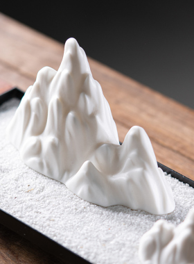 新中式家居客厅玄关李白沙盘假山