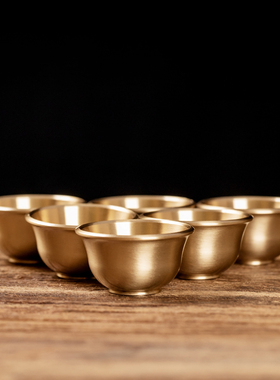 黄铜供佛水杯佛堂小号敬佛用杯三只装