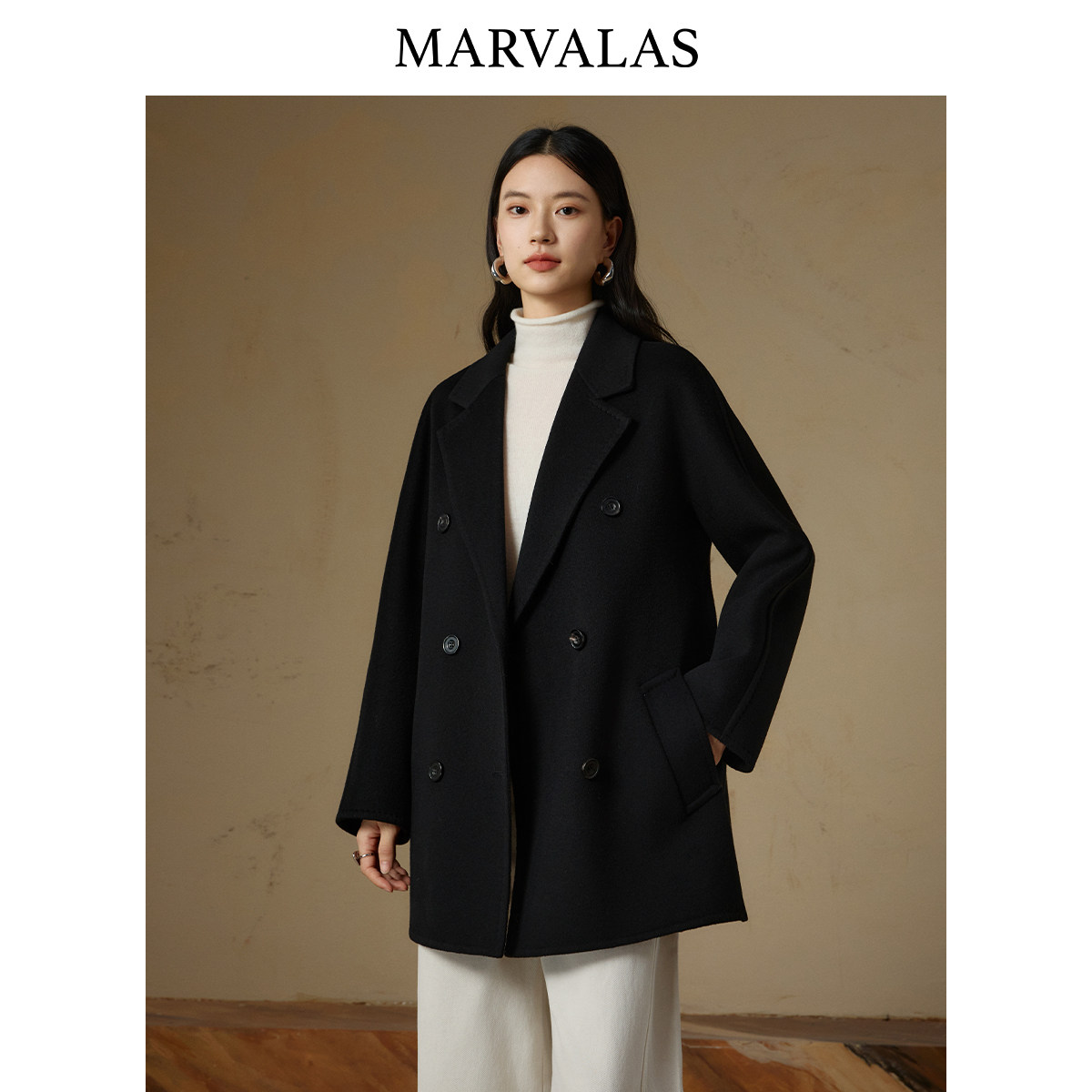 曼德诗山羊绒毛呢外套2025冬季新款气质百搭纯色绵羊毛短款大衣女,淘宝优惠券,粉丝福利购,淘宝优惠卷