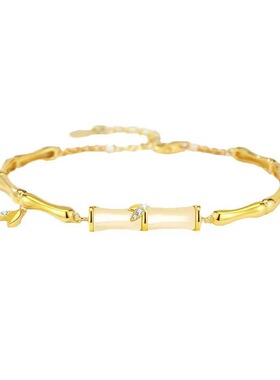 竹节高升银手链轻奢小众精致高颜值和田玉手串女高级感2025年新款