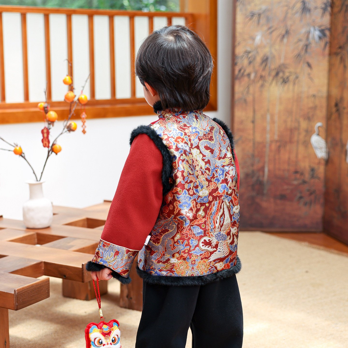 男童拜年服两件套新中式加厚衣服2026新款冬季男童加绒裤子过年装,淘宝优惠券,粉丝福利购,淘宝优惠卷