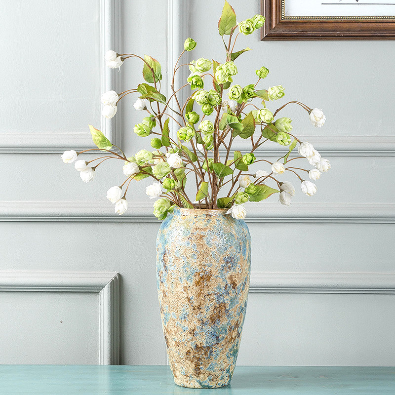 景德镇复古花瓶手工粗陶插花干花仿真花盆客厅卧室电视柜桌面摆件,淘宝优惠券,粉丝福利购,淘宝优惠卷