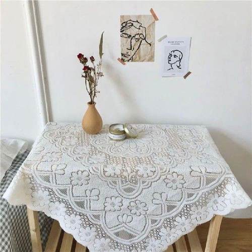 Fashion White Lace Tablecloth Cabinet Cover Tassel - 图3