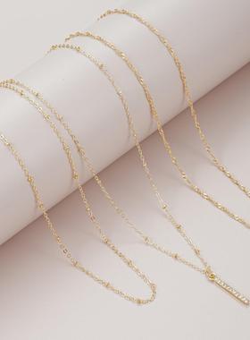 necklaces women时尚多层叠戴项链项链女满钻小坚条吊坠锁骨链