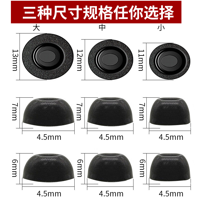 tws真无线蓝牙耳机记忆海绵耳塞三星buds+ pro 森海tw b&oe8耳机套c套小鸟 qcyt1/t5 /65t/75t隔音降噪 - 图1