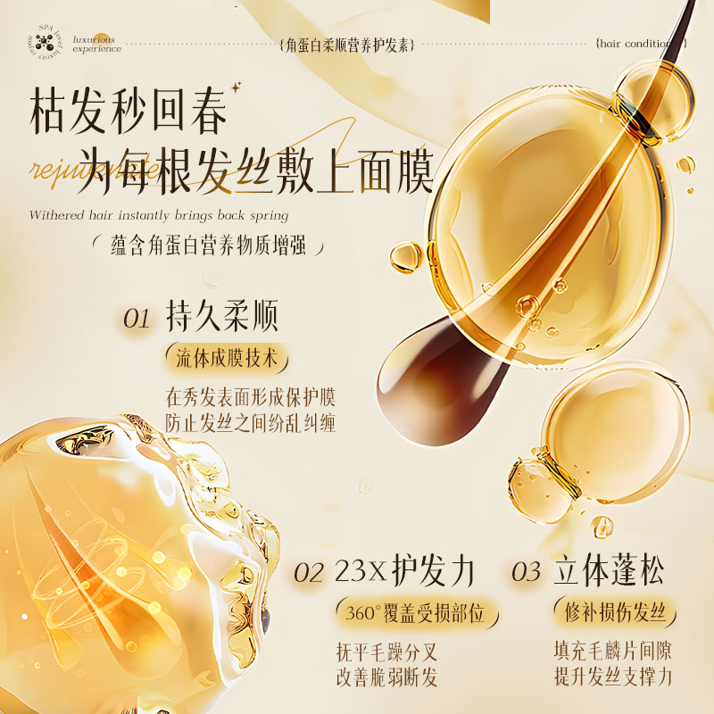 护发素角蛋白柔顺营养护发修护吹拉染烫毛躁干枯分叉顺滑补水发膜