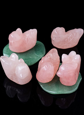 天然粉水晶芙蓉晶原石雕刻水晶