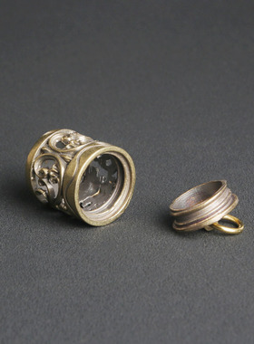 跨境复古纯黄铜香熏罐子