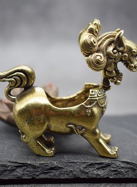 镀铜做旧防古玩瑞兽麒麟朝