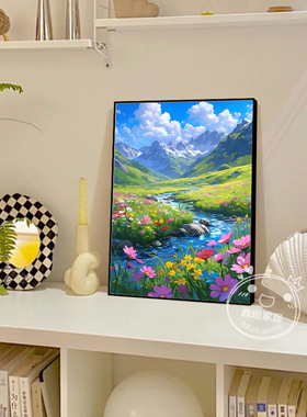 宫崎骏的夏天治愈客厅卧室挂画草原动漫风景小清新餐厅桌面装饰画