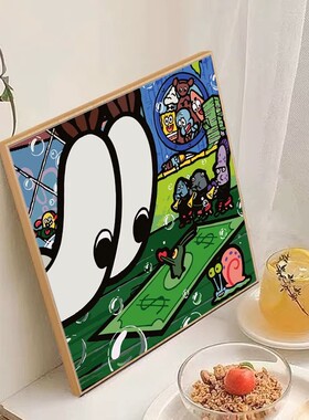 可爱卡通动漫装饰画海绵宝宝哆啦A梦懒洋洋客厅卧室儿童房摆挂画